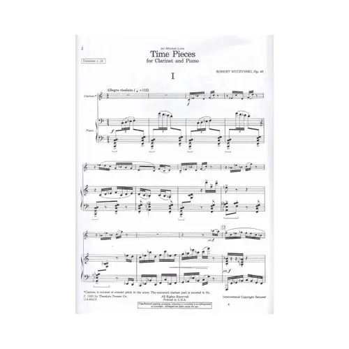 Time Pieces For Clarinet And Piano