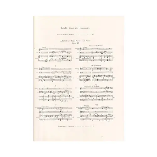Eight Pieces Op.83 For Clarinet (Violin),Viola (Violoncello) And Piano
