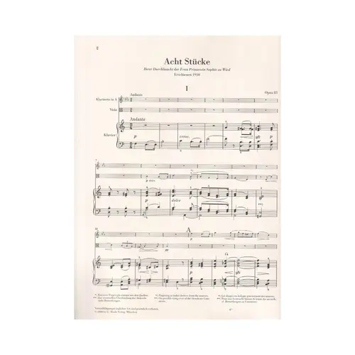 Eight Pieces Op.83 For Clarinet (Violin),Viola (Violoncello) And Piano