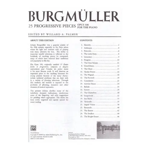 25 Progressive Pieces - Opus 100 - For The Piano - An Alfred Masterwork Edition