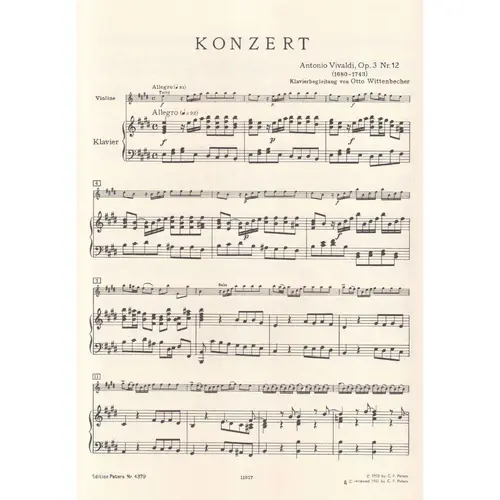 Violin-Konzert E Dur - Op.3 N.12 Rv 265