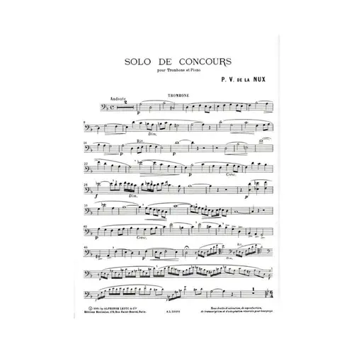 Solo De Concours Pour Trombone Et Piano
