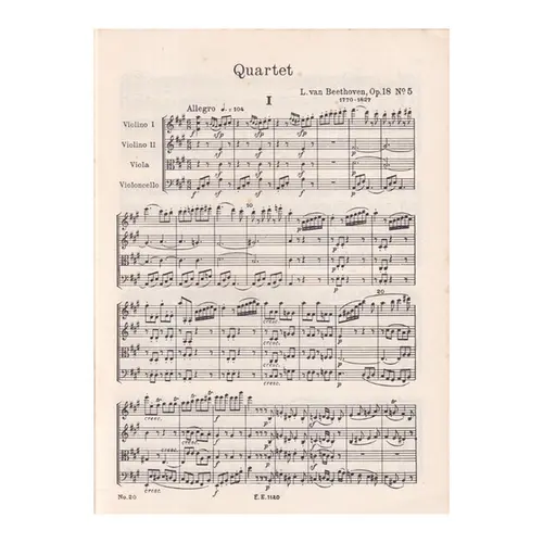 String Quartet A Dur - Op.18 N.5 - Study score