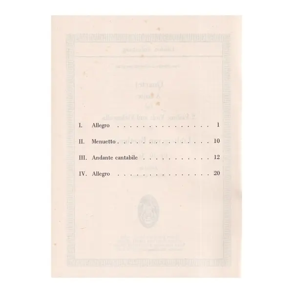 String Quartet A Dur - Op.18 N.5 - Study score