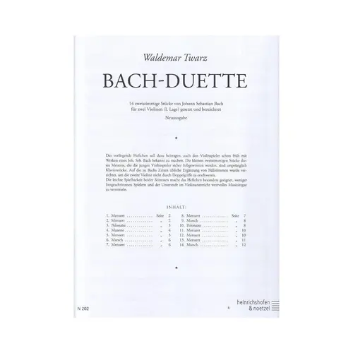 Bach-Duette Fur Zwei Violinen