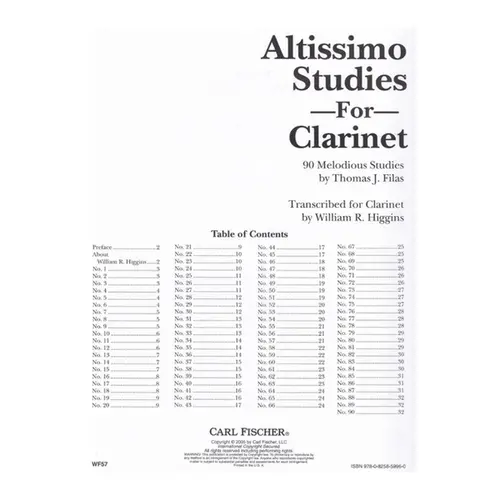 Altissimo Studies For Clarinet-90 Melodius Studies