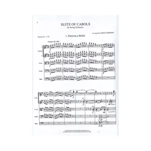 Suite Of Carols - String Orchestra Intermediate Level