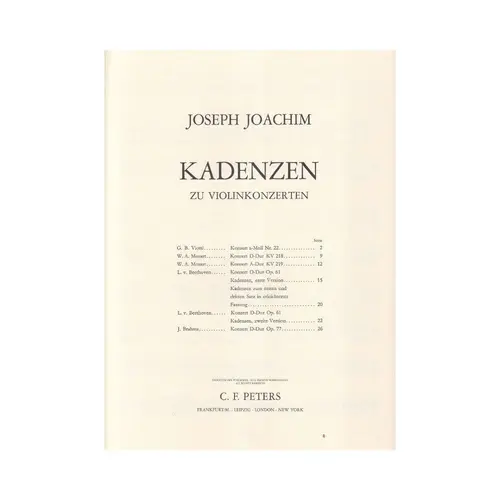 Kadenzen Zu Violinkonzerten - Viotti, Mozart, Beethoven Und Brahms