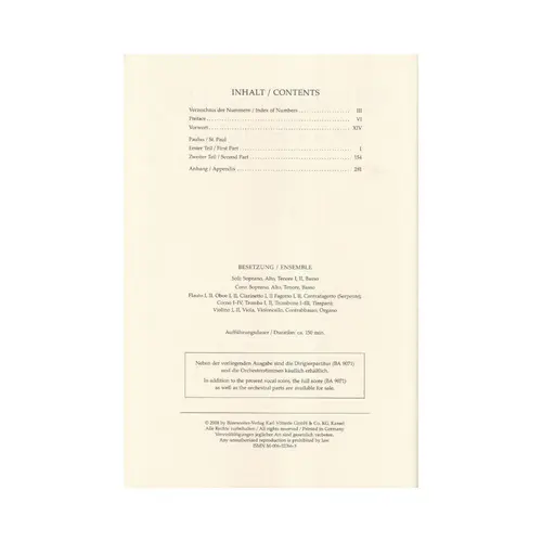 Paulus - St.Paul Op.36 - vocal score