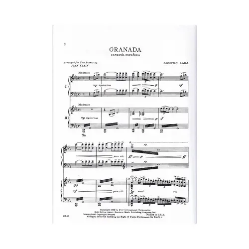 Granada For 2 Piano 4 Hands