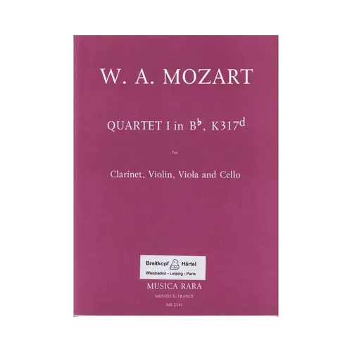 Quartet I In Bb Kv 317D For Clarinet, Violin, Viola And Cello
