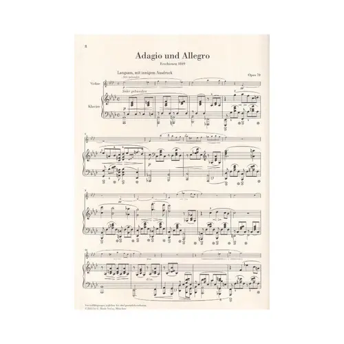Adagio And Allegro Op.70 - Version For Violin And Piano