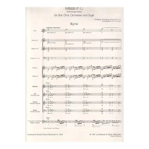 Missa in C KV 317 - Coronation Mass (Score)