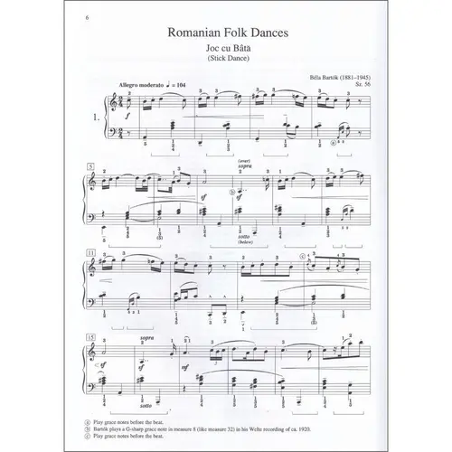 Romanian Folk Dances, Sz. 56 for the Piano - An Alfred Masterwork Edition