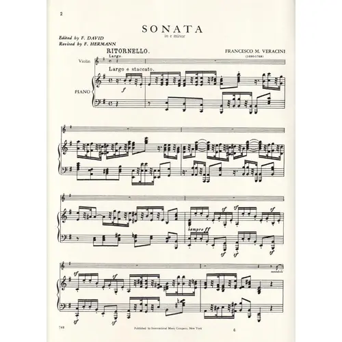 Sonata In E Minor For Violin