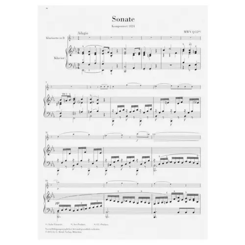 Sonate Es Dur Fur Klarinette Und Klavier - Urtext