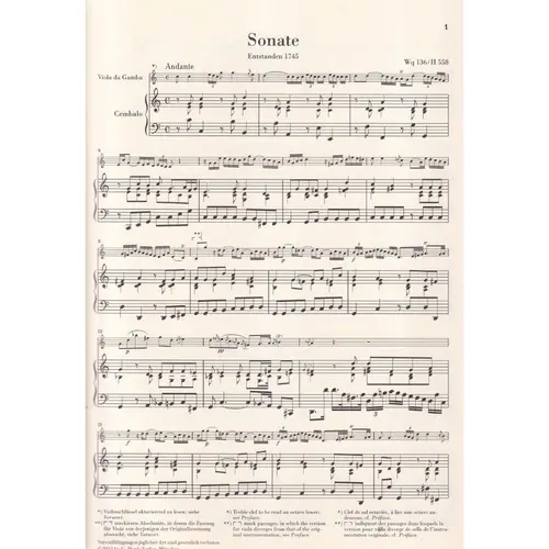Gambensonaten Wq 88, 136, 137 - Urtext