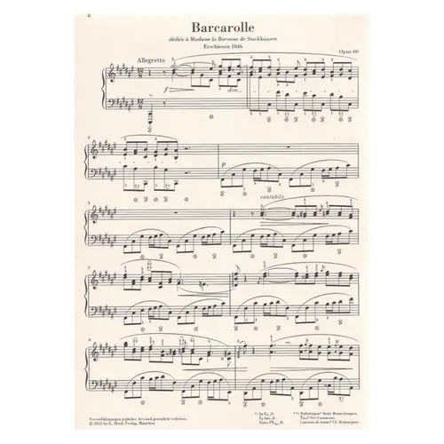 Barcarolle in F# major - Opus 60 - Urtext