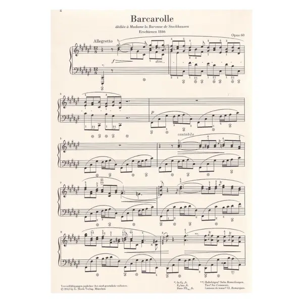 Barcarolle in F# major - Opus 60 - Urtext
