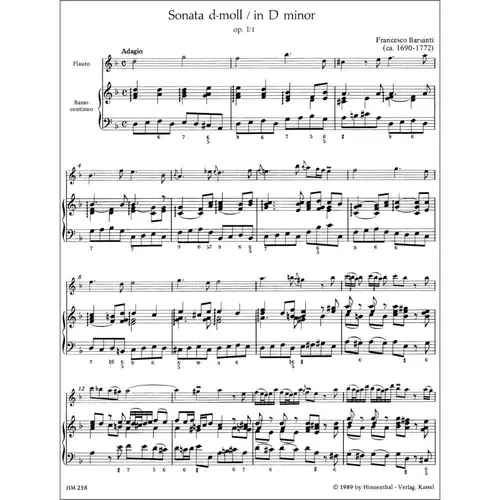 Six Sonatas Book 1 for treble recorder and basso continuo  (Op.1 ns.1,3,5)
