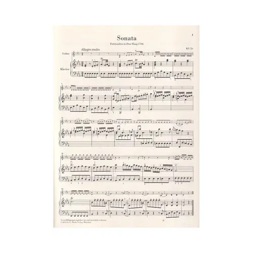 Wunderkind-Sonaten III    Fur Klavier Und Violin - Kv 26 - 31