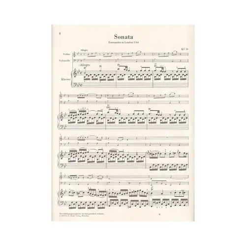 Wunderkind - Sonaten II Fur Klavier Und Violin - Kv 10 - 15