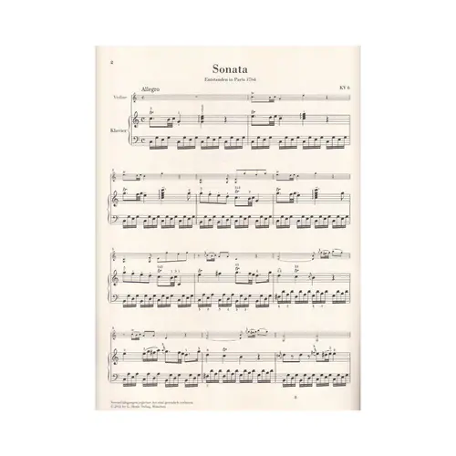 Wunderkind - Sonaten I Fur Klavier Und Violin - Kv 6 - 9