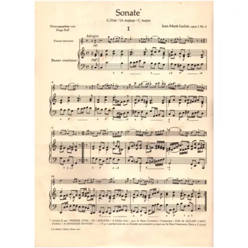 Sonate C Dur - Op.1 N.2 fur querflote und basso continuo