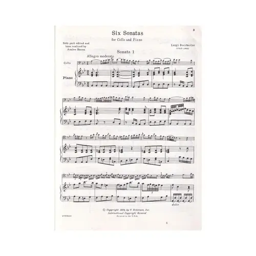 Six Sonatas For Violoncello And Piano (Ed 1874)