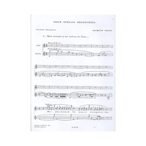 Deux Steles Orientees De Victor Segalen Pour Voix Et Flute