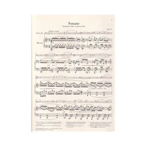 Sonate Fur Klavier Und Violoncello F-Dur - Op.99 - Urtext