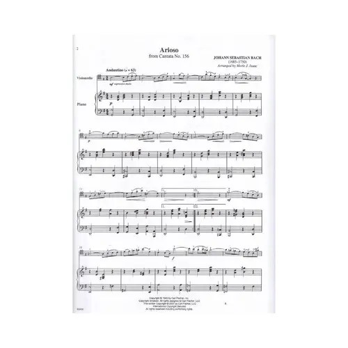 Arioso From Cantata 156 - Cello And Piano