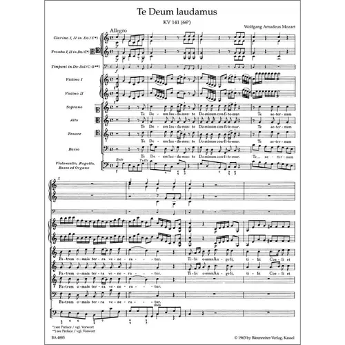 Te Deum Laudamus - Kv 141 (66B) - Score