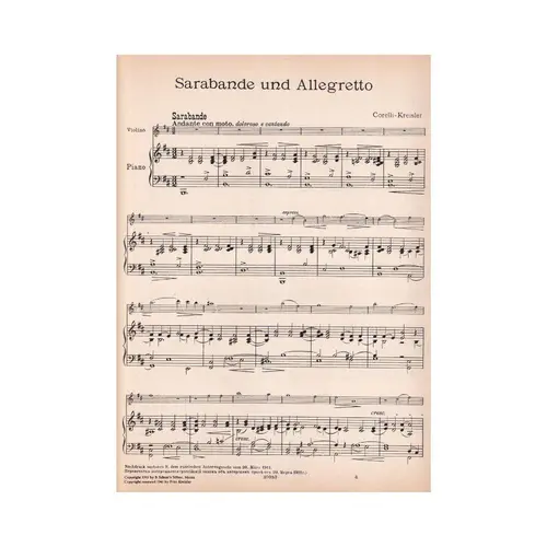 Sarabande Und Allegretto Fur Violine