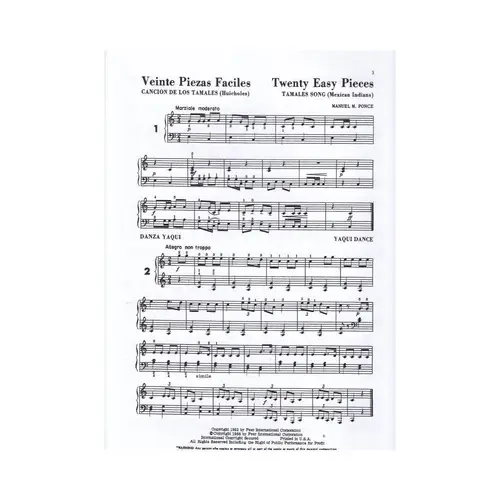 Viente Piezas Faciles For Piano