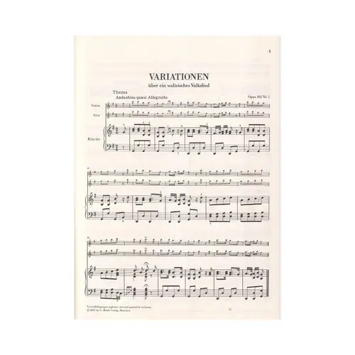 Variationen Uber Volkslieder - Op. 105 E 107 Fur Klavier Und Flote - Urtext