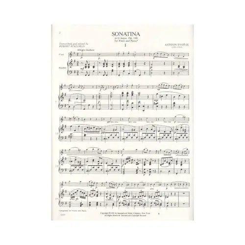Sonatina In G Major For Flute And Piano - Op.100