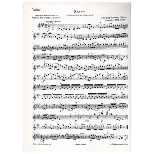 Sonate A Dur - KV 305 - violine und piano