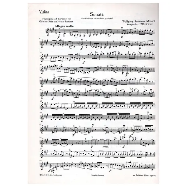 Sonate A Dur - KV 305 - violine und piano