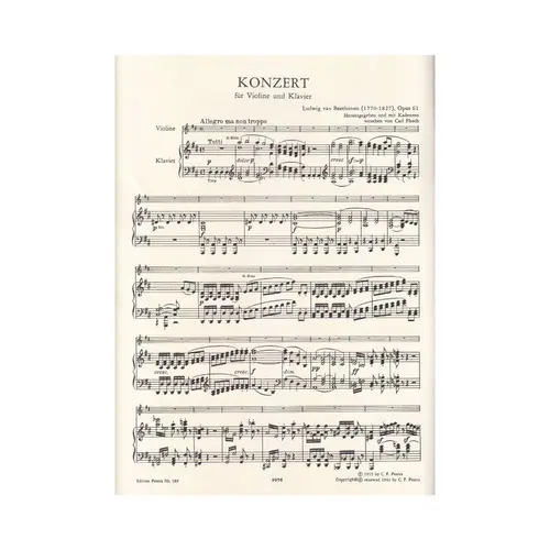 Concerto in D major Op. 61 - Edition for violin and piano por Carl Flesch