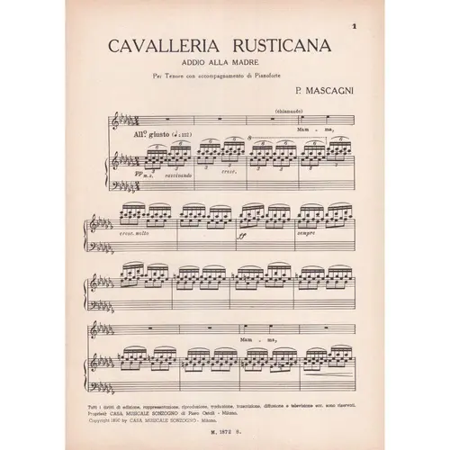 Addio Alla Madre - Cavalleria Rusticana