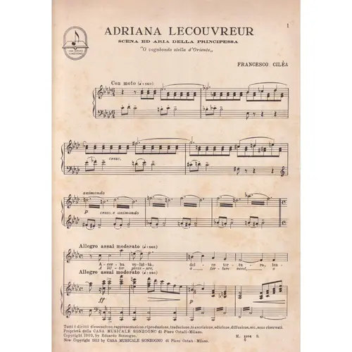 Adriana Lecouvreur - Scena Ed Aria Della Principessa