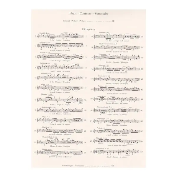 24 Caprices fur Violine solo