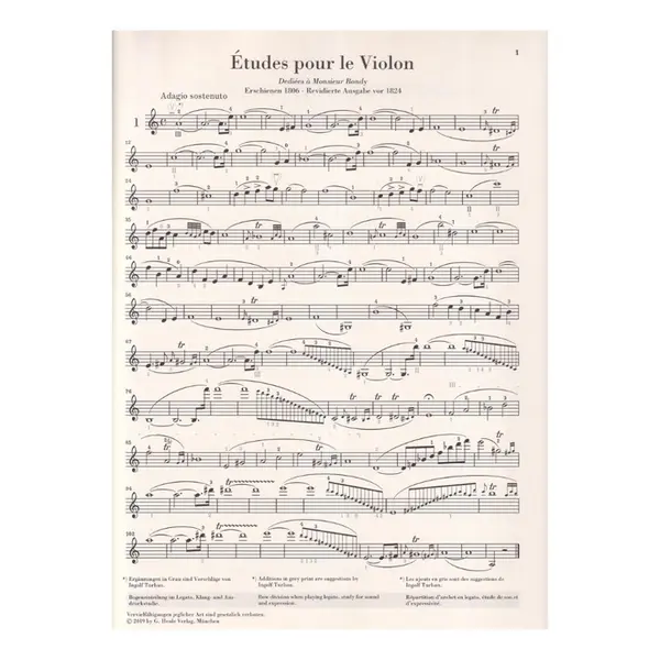 Estudos para violino de Rodolphe Kreutzer - Henle - 42 Etudes for