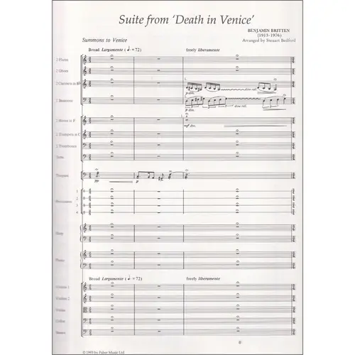Suite from  " Death in Venice Suite " Op.88a for orchestra - full score