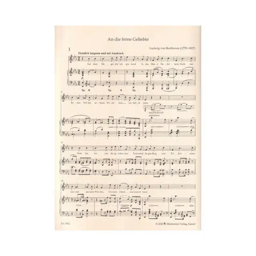 An die ferne Geliebte for Voice and Piano op. 98