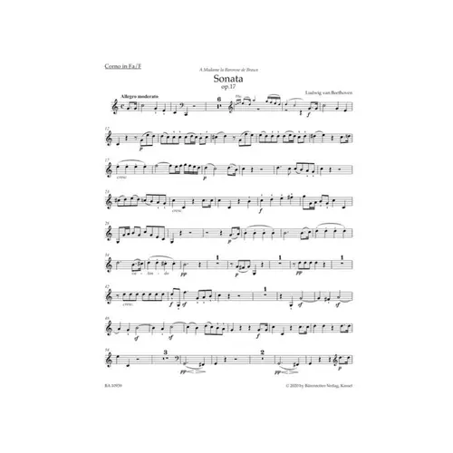 Sonata in F major Op. 17 for Pianoforte and Horn or Violoncello