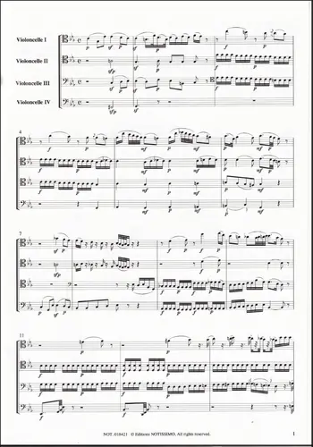 Adagio KV 540 pourt quatuor de violoncelles - score and parts