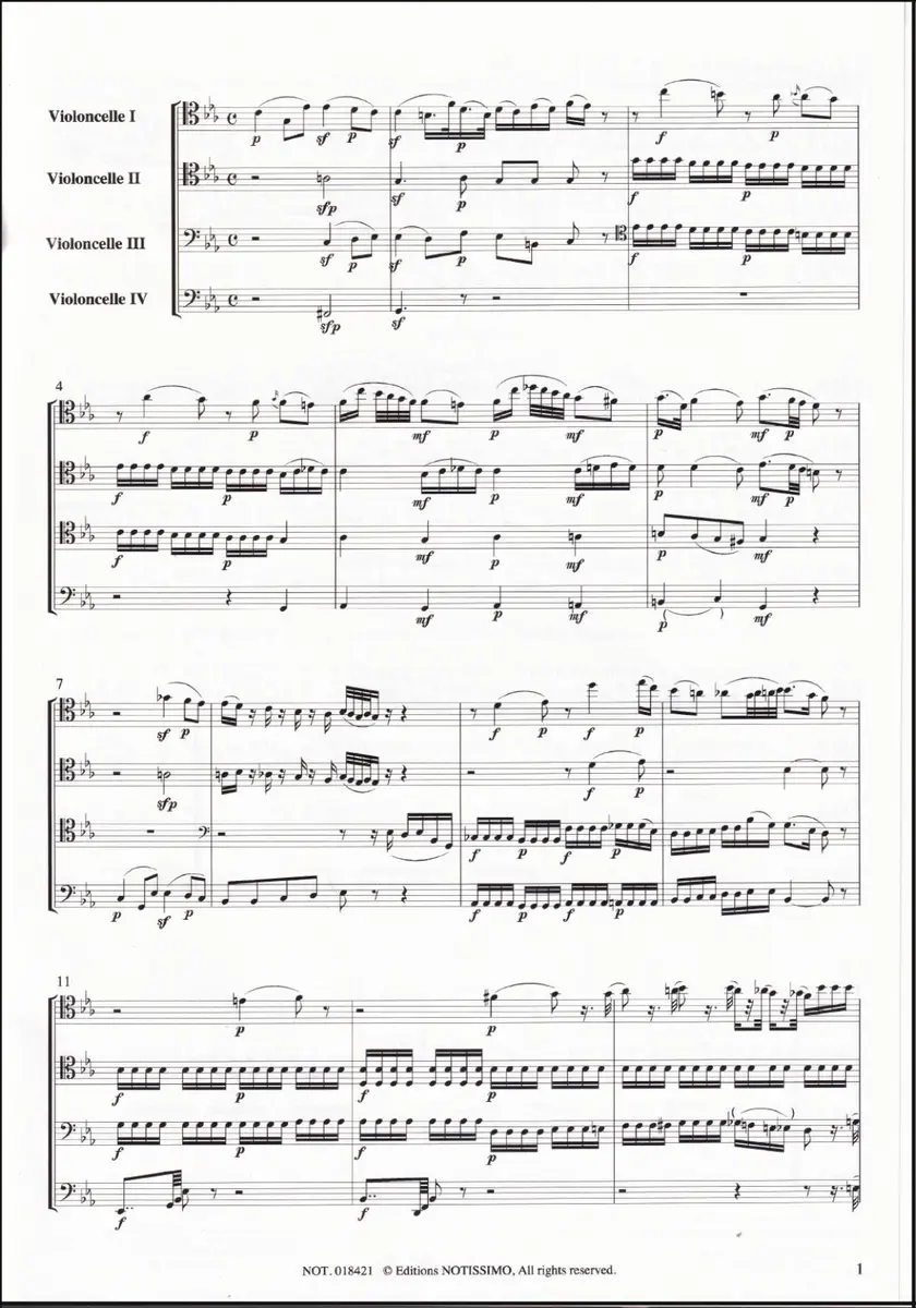 Adagio KV 540 pourt quatuor de violoncelles - score and parts