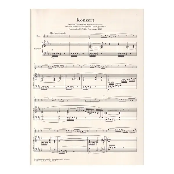 Oboe Concerto D major - piano reduction